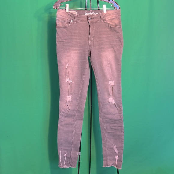 Size 6 Stretchy High Rise Skinny Women Jeans Ribbed Cropped Casual Denim Pants - Picture 5 of 17